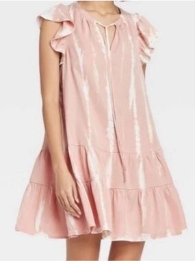 Knox Rose Pale Pink Tiered Ruffle Dress Size Small